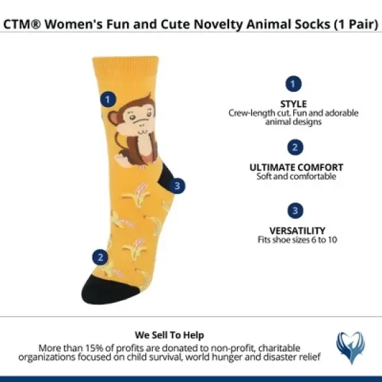 CTM Women's Fun and Cute Novelty Animal Socks (1 Pair) image {1}