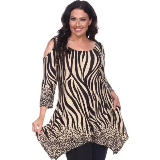 Women's Plus Size Antonia Cold Shoulder Tunic with Pockets - White Mark image {3}