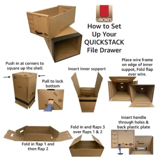 UOFFICE Pack of 2 Quick Stack Drawer File Boxes, 24" x 12.5" x 10.5", image {6}