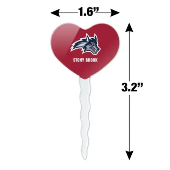 Stony Brook University Seawolves Logo Heart Love Cupcake Picks Toppers Decoration Set of 6 image {5}
