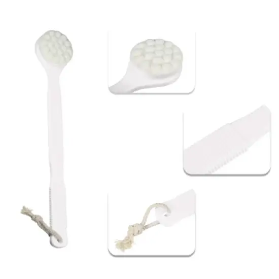 Unique Bargains Long Handle Bath Brush for Shower 15.55" Length White 1 Pc image {2}