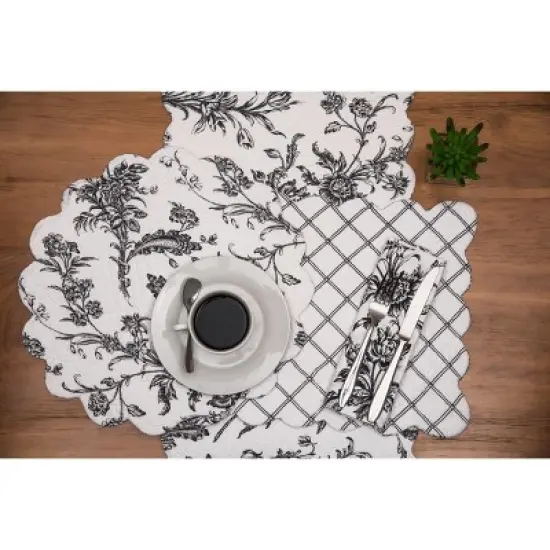 C&F Home Bleighton Black Round Cotton Placemat Machine Washable Set of 6 image {6}
