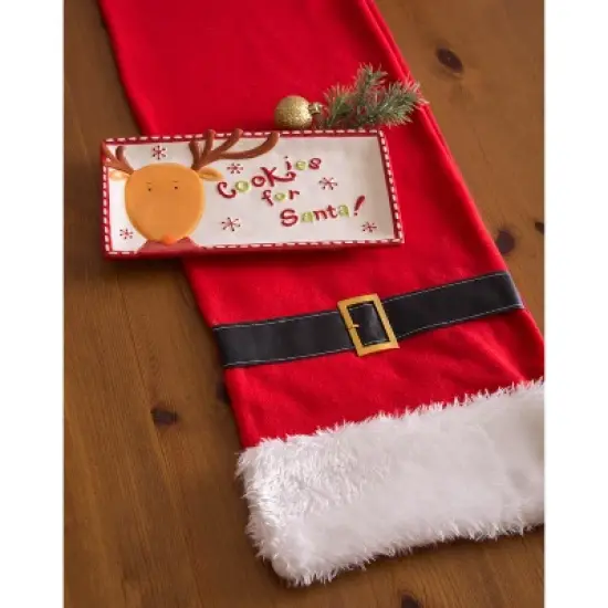 Design Imports  Christmas Embellished Table Runner, Red Santa Claus Belt, 14X72" image {4}