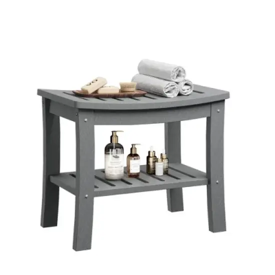 HDPE Shower Bench with Storage Shelf,Waterproof Shower Seat Stool Chair for Bathroom Bathtub,Non-Slip Spa Stool image {9}