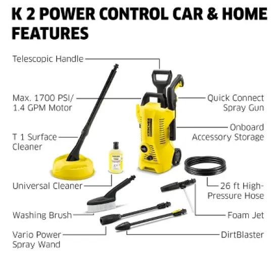 Karcher K 2 Power Control CHK Electric Pressure Washer, Max 1700 PSI, 1.4 GPM image {1}