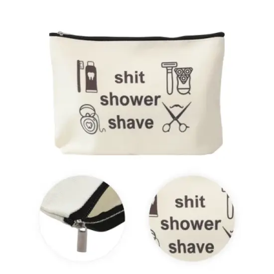 Unique Bargains Durable Toiletries Pattern Makeup Bag Beige 1 Pc image {2}