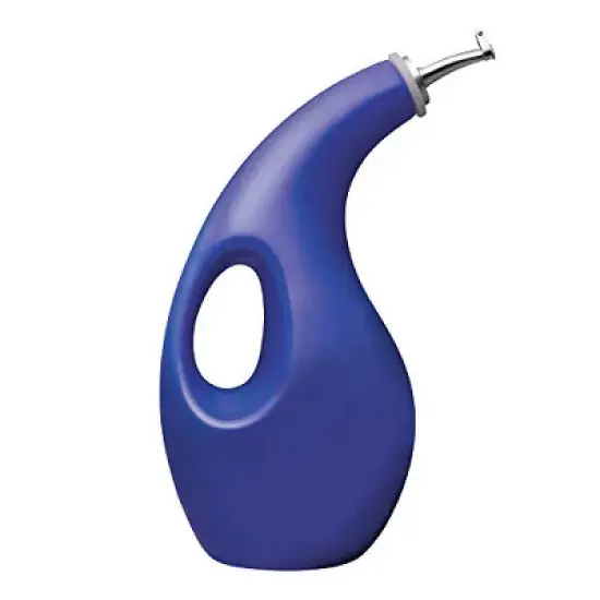 Rachael Ray Solid Glaze Ceramics EVOO Olive Oil Bottle Dispenser with Spout - 24 Ounce, Blue image {6}