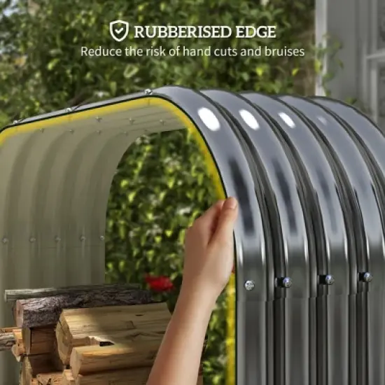 Galvanized Steel Shed Firewood Storage Rack, 4.7' x 1.4' x 4.7' Log Holder Storage Shed with Rubberized Edge for Easy Assembly image {3}