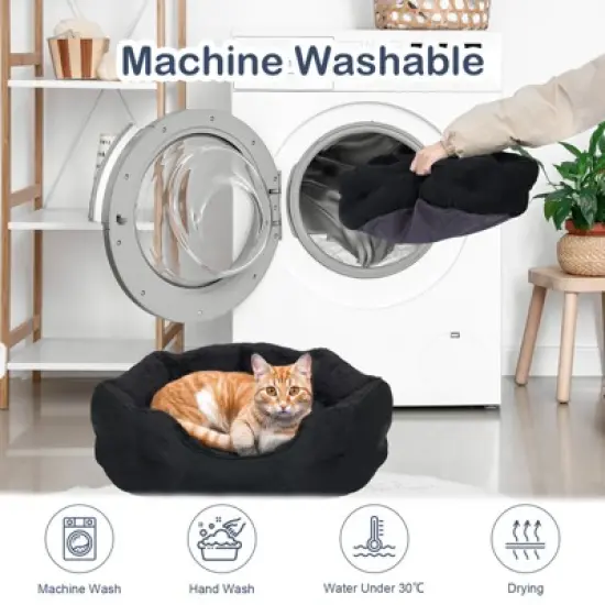 PureWags Small Dog Bed, Round Cat Bed Washable for Indoor Cats, Non-Slip Base and Removable Cushion, Pet Bed for Puppy and Kitten image {6}