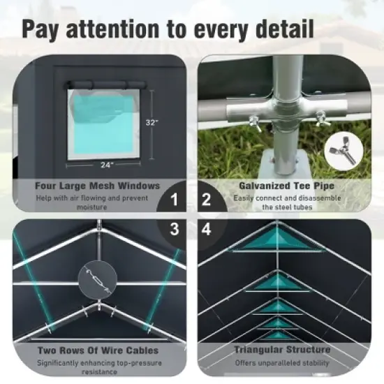 Captiva Designs Outdoor Portable Storage Shelter - Choose Between Two Spacious Garage Tents with Roll-Up Zipper Doors image {12}