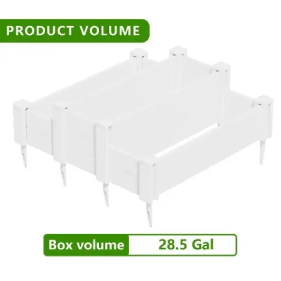 Lirago 48" x 37" x 13" White PVC Modular Garden Fence Panel-Durable Easy to Install Soil Improvement Solution image {5}