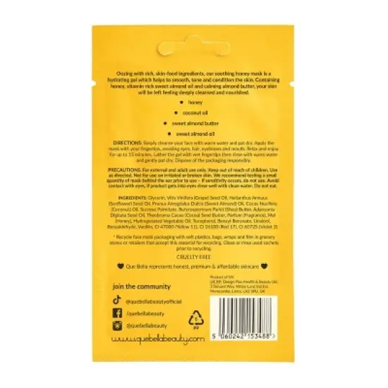 Que Bella Soothing Honey Gel Mask - 0.5oz image {1}