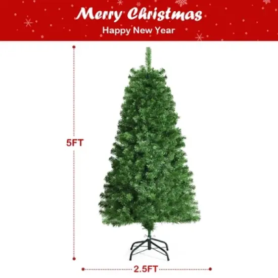 Costway 5/6/7 ft Pre-lit Fiber Optic PVC Artificial Christmas Tree with 449/617/820 Branch Tips image {3}