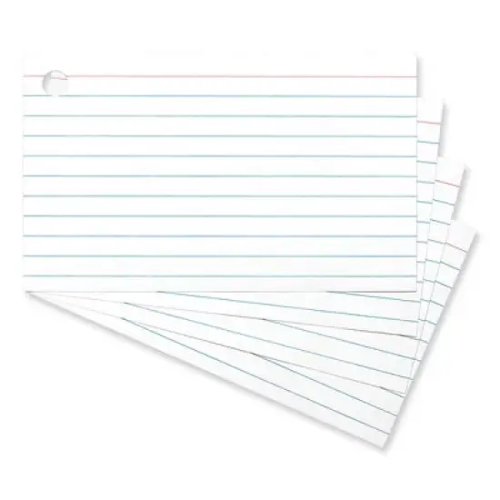 Universal Ring Index Cards, Ruled, 3 x 5, White, 100/Pack image {6}