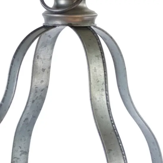 HomeRoots Set of Two Gray Distressed Galvanized Metal Tabletop Lantern Candle Holders image {2}