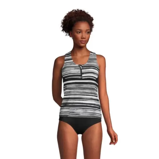 Lands' End Women's Chlorine Resistant Zip Front Tankini Swimsuit Top image {5}