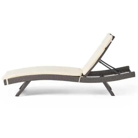 Christopher Knight Home Salem Outdoor Wicker Armless Adjustable Chaise Lounge with Cushion image {6}