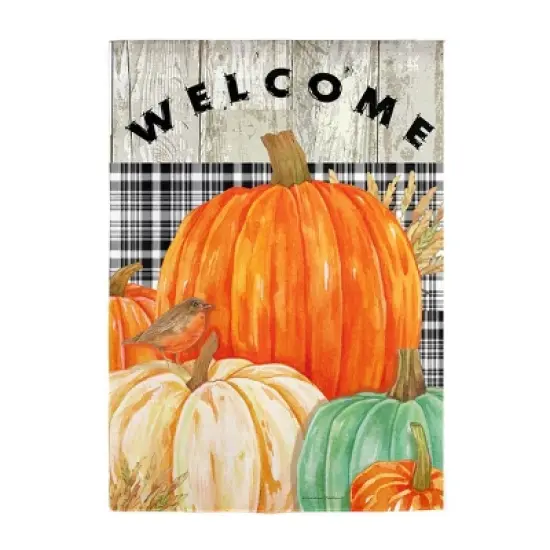 Evergreen Fresh Pumpkins Garden Suede Flag image {1}