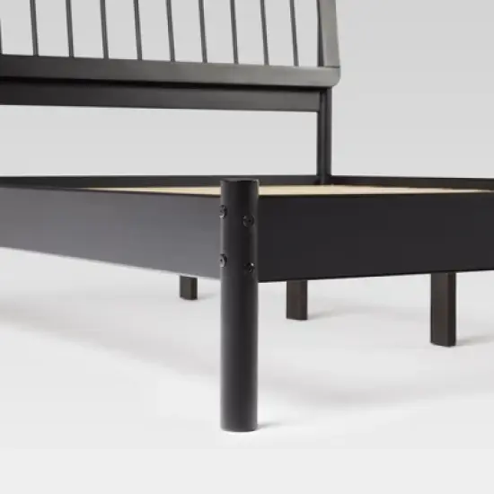 Saracina Home Queen MidCentury Modern Solid Wood Bed with Framed Spindle Headboard image {6}