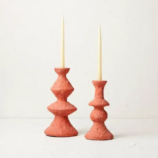 Short Clay Taper Candle Holder Red - Opalhouse&trade; designed with Jungalow&trade; image {3}