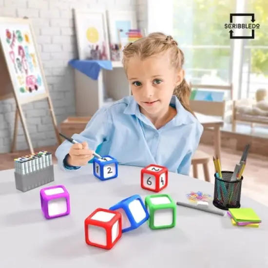 SCRIBBLEDO Erasable Dry erase Dice Pack of 4 image {6}