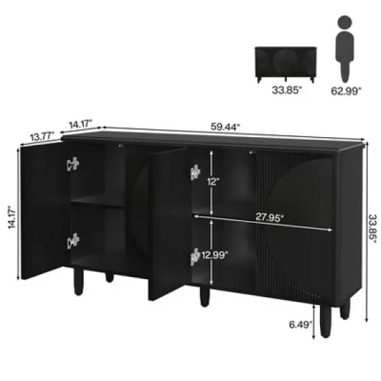 Tribesigns 59.4-Inch Buffet Cabinet Sideboard with Storage image {2}