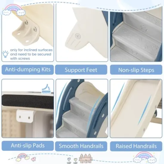 Costway 4-in-1 Toddler Slide Playground with Basketball Hoop Ball Ring Toss Climbing image {6}