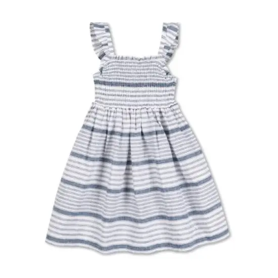 Hope & Henry Girls' Flutter Sleeve Smocked Linen Dress, Toddler image {7}