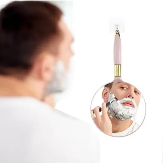 Unique Bargains Women's Hand Mirror with Handle Round 4.7" W x 9.5" L 1 Pc image {4}