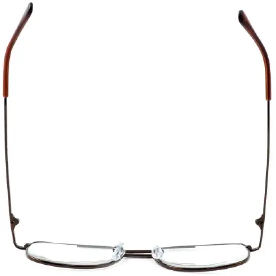 Calabria 8151 Mens Aviator Reading Glasses | Lightweight & Comfortable | Metal Frame | Silicone Nose Pads | 5.25 x 1.6 | Brown | +1.50 image {4}