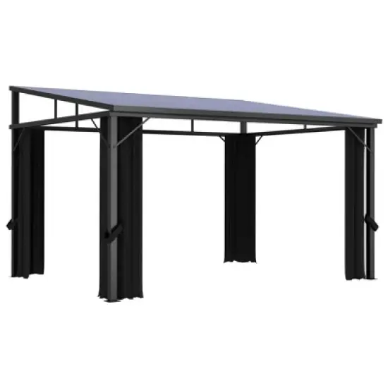 vidaXL Gazebo with Curtains - UV-Resistant PVC Roof - Aluminum and Steel Construction - Anthracite - 13.3'x9.6'x8' - Outdoor Event Shelter image {1}