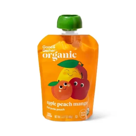 Organic Apple Peach Mango Fruit Puree Pouches - 38.04oz/12ct - Good & Gather&trade; image {3}