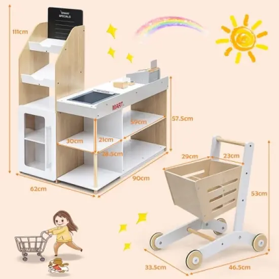 Costway Grocery Store Playset Pretend Play Supermarket Shopping Set with Shopping Cart image {2}