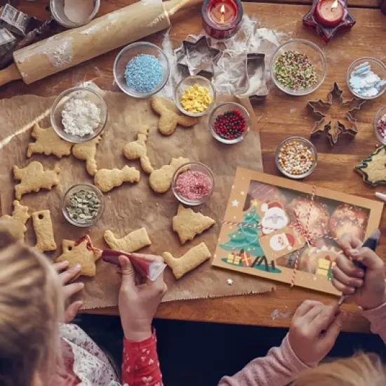 Christmas Cookie Boxes - 12 Pcs with Window, Reindeer Santa Design, Ribbons & Gift Tags for Pastries, Cupcakes, Christmas Parties (Style 3) image {5}