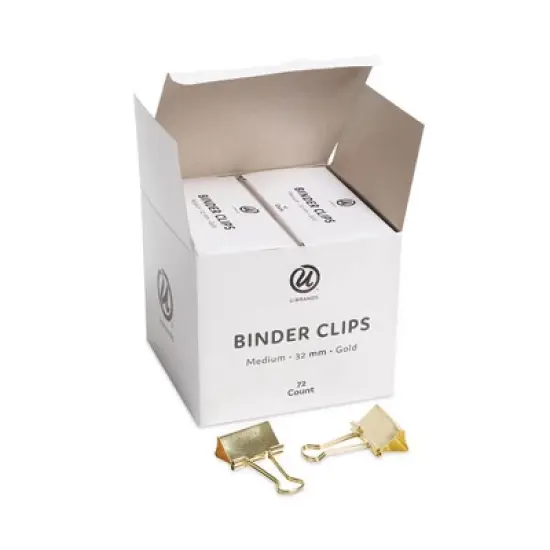 U Brands Binder Clips, Medium, Gold, 72/Pack image {4}