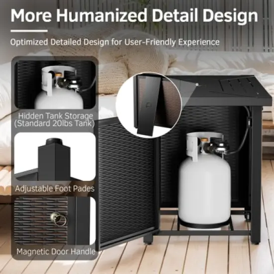 Buenhomino Patio Furniture Set,7 Piece Patio Furniture Set with Fire Pit Table,PE Wicker Patio Conversation Set with Rocking Chairs image {8}