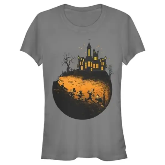 Junior's Mickey & Friends Haunted House T-Shirt image {3}