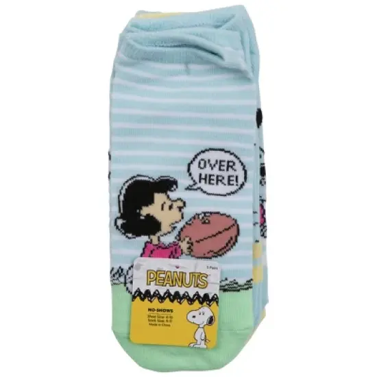 Womens Peanuts Striped No Show Socks 5-Pack image {3}