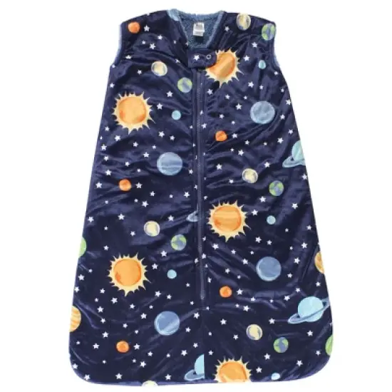 Hudson Baby Infant Boy Mink with Faux Shearling Inner Sleeping Bag, Sack, Blanket, Solar System image {3}