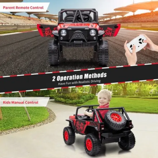 24V 2-Seater Kids Ride On Truck Car with Remote Control, Powered Electric Vehicles, 2WD Dual Motors Vehicle with LED Light Music for Boys and Girls image {6}