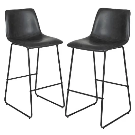 Flash Furniture 30 Inch Commercial Grade LeatherSoft Bar Height Barstools, Set of 2 image {14}