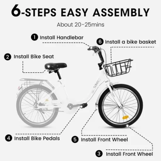 INFURNIC Bicycles 20 Inch Kids Bike for Boys and Girls Coaster and V-Brakes Lightweight Steel Frame, White, 55.9"*21.2"*31.5" image {2}