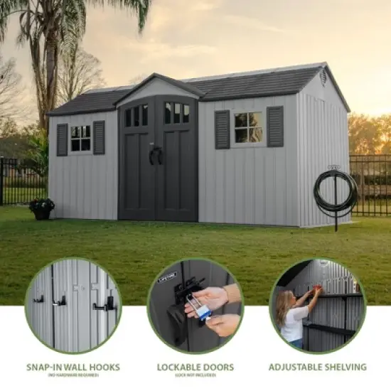 Lifetime 15 Ft. x 8 Ft. Dual Entry Outdoor Storage Shed (60410) image {3}