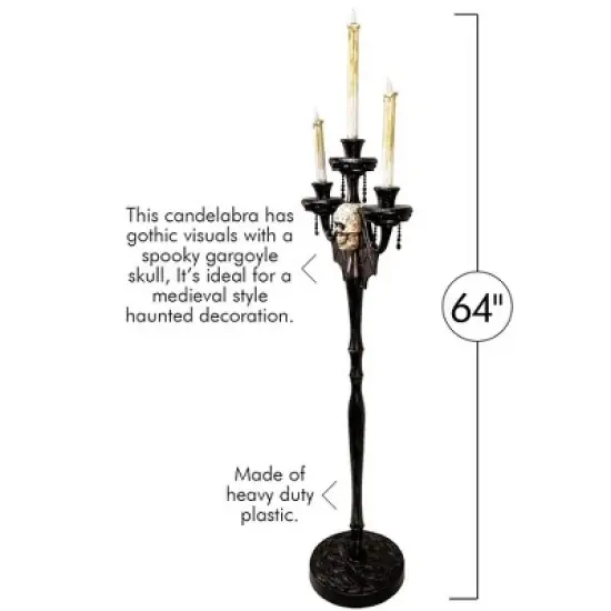 Skeleteen Halloween Animated Candelabra Decoration - Black image {4}