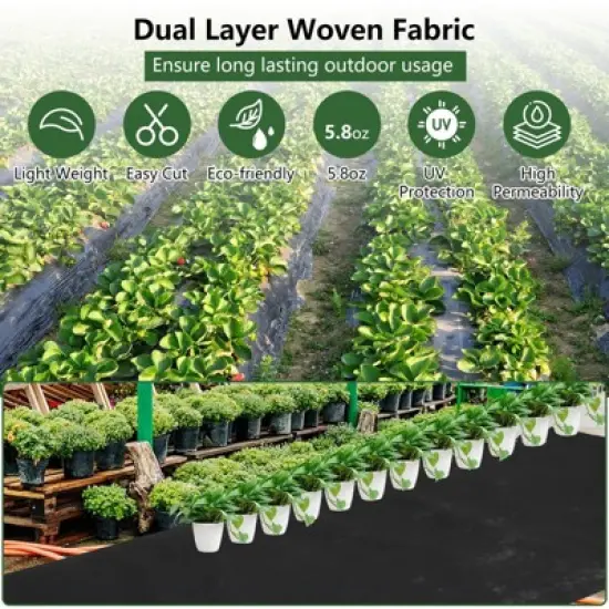 Weed Barrier Landscape Fabric, 3Ft x 300Ft, Heavy Duty 5.8 Oz Woven Geotextile for Weed Control, Garden Ground Cover Mat, Durable, Tear-Resistant image {5}