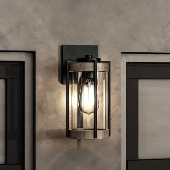 Urban Ambiance Luxury Farmhouse Outdoor Wall Sconce 13''H x 6.375''W,  Midnight Black Finish,  Newark Collection, UHP1350 image {7}