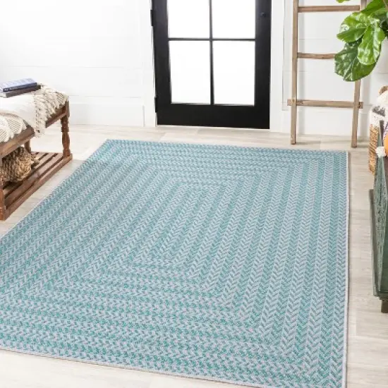 Chevron Modern Concentric Squares Indoor/Outdoor Area Rug - JONATHAN Y image {6}