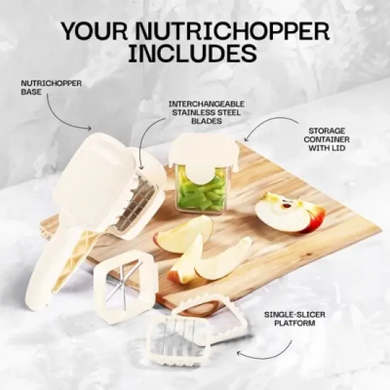 NutriChopper Handheld Vegetable and Fruit Chopper with 4 Stainless Steel Blades & Catch Container image {5}