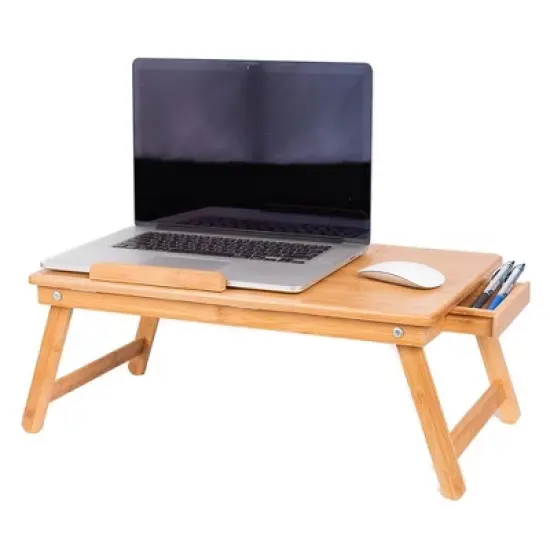 BIRDROCK HOME Bamboo Laptop Bed Lap Tray  - Natural image {5}