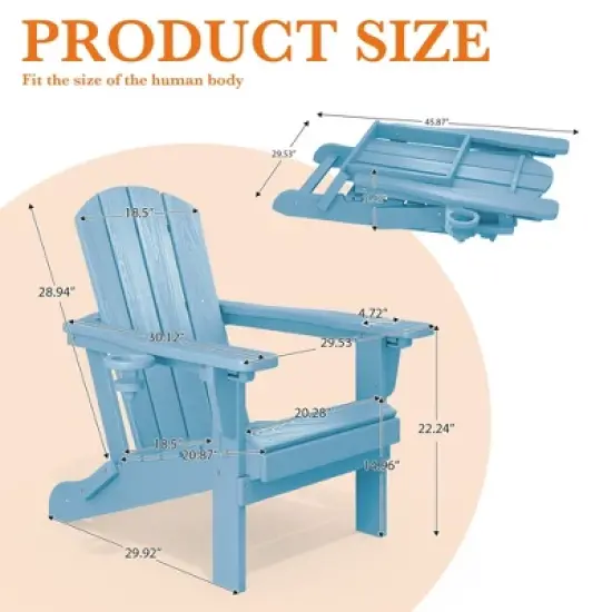 Hyleory Adjustable HDPE Adirondack Chair with Ergonomic Backrest image {8}